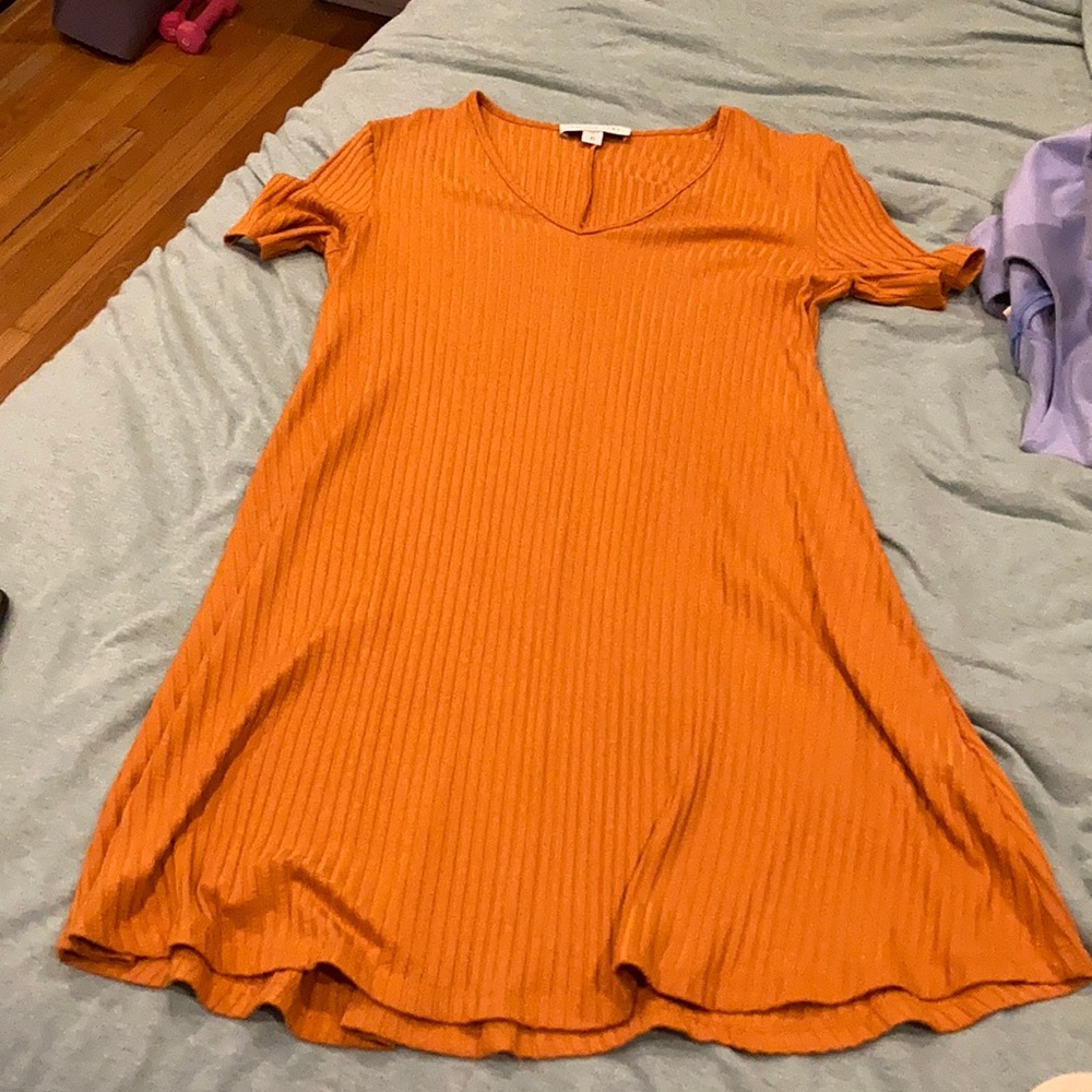 Amour Vert Orange A-Line V-Neck Mini Dress